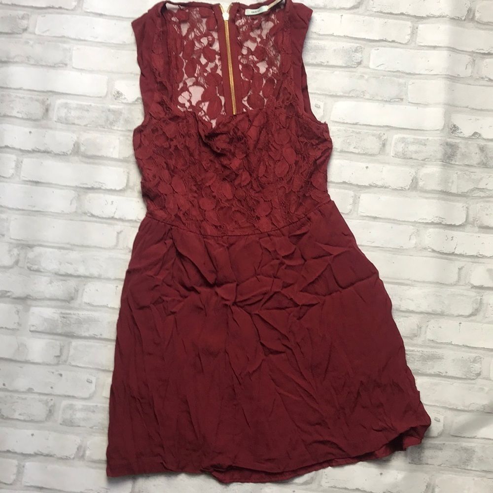 Urban Outfitters Kimchi Blue lacey burgundy mini dress - Picture 1 of 8